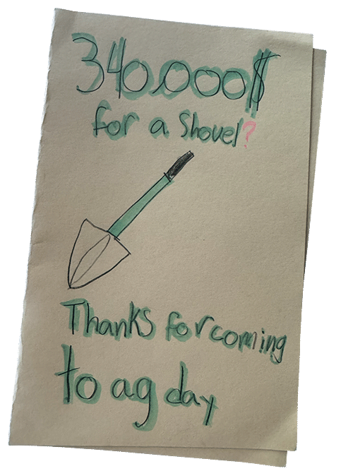 IMG_2439-thank-you-card-no-bg-diffuse Hand-drawn thank you card from a child that says "$340,000 for a shovel? Thanks for coming to ag day"